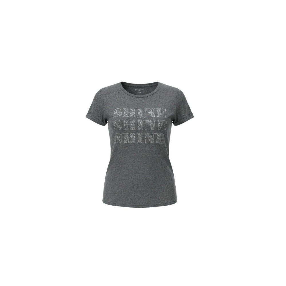 Juicy Couture T-Shirt Womens Small Gray Shine Rhinestone Graphic Short Sleeve